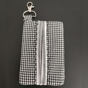 Handmade Black Micro Check and Stripes Pocket Tissue Holder, New